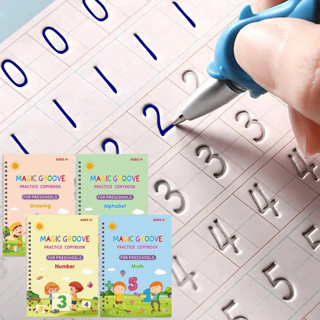 Magic Writing Book- Reusable Handwriting Practice with Disappearing Ink 4pc Set